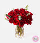 Buchet 25 Trandafiri Rosii + Eucaliptus