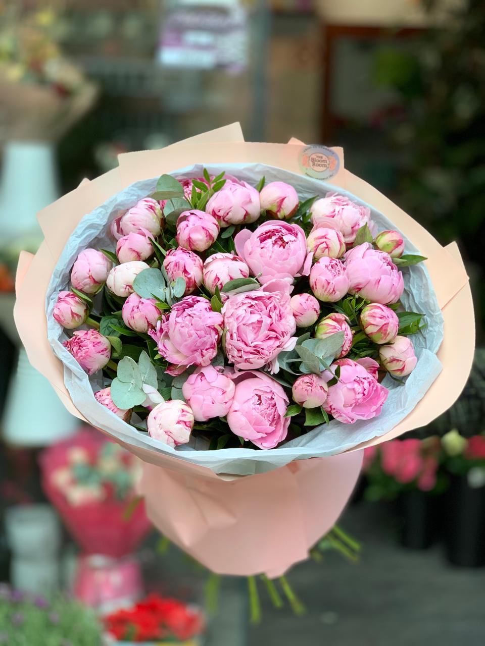 Buchet 35 Bujori pastel roz Bucuresti