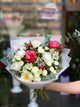 White and Pink Peony Bouquet with Roses