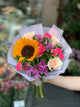 Sunflower Bouquet with Pink Roses, Bucharest