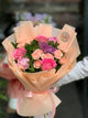Bouquet misto pastello con rose rosa e pesca n. 2