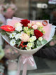 Bouquet misto con anthurium, rose, crisantemi ed eustoma