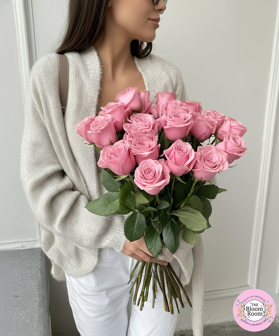 Buchet 19 Trandafiri Roz Premium București