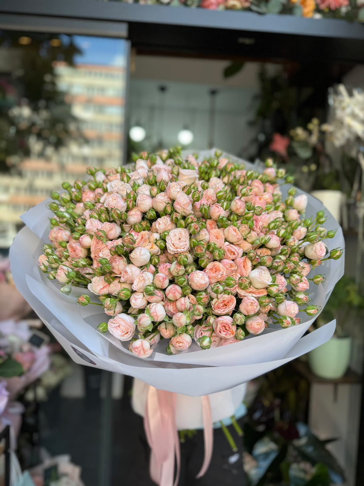 Buchet 55 Trandafiri Roz Spray