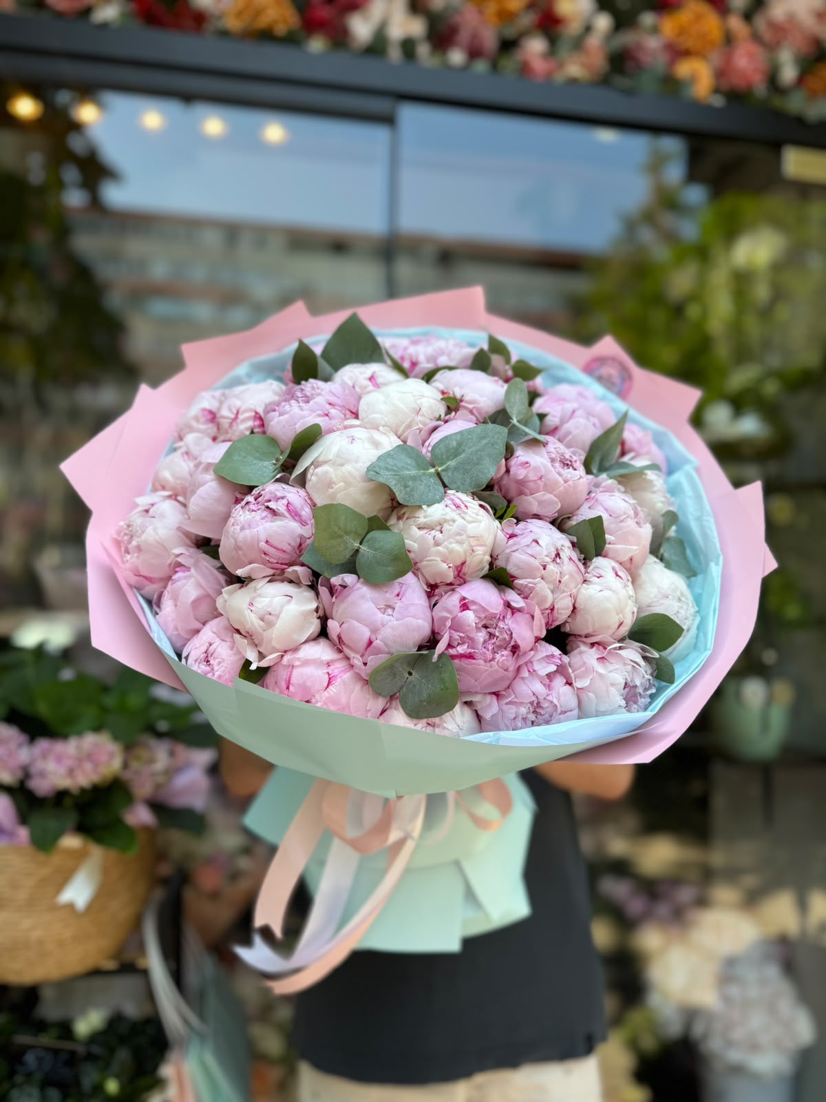 Bouquet 35 peonie rosa pastello